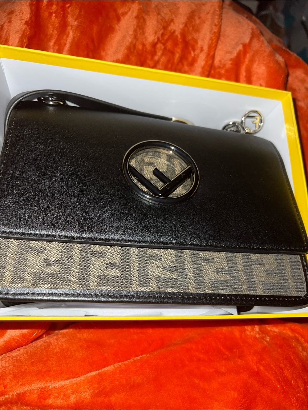 Leather Black and Brown Monogram Crossbody Bag